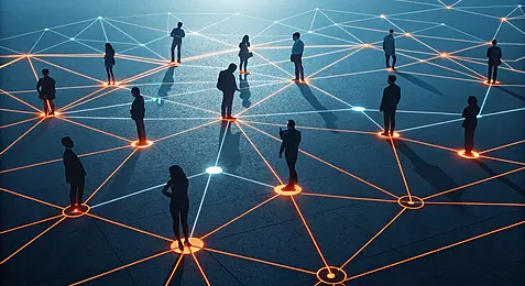 A graphic visualizing the hidden network and connections within the secret society and elite membership.