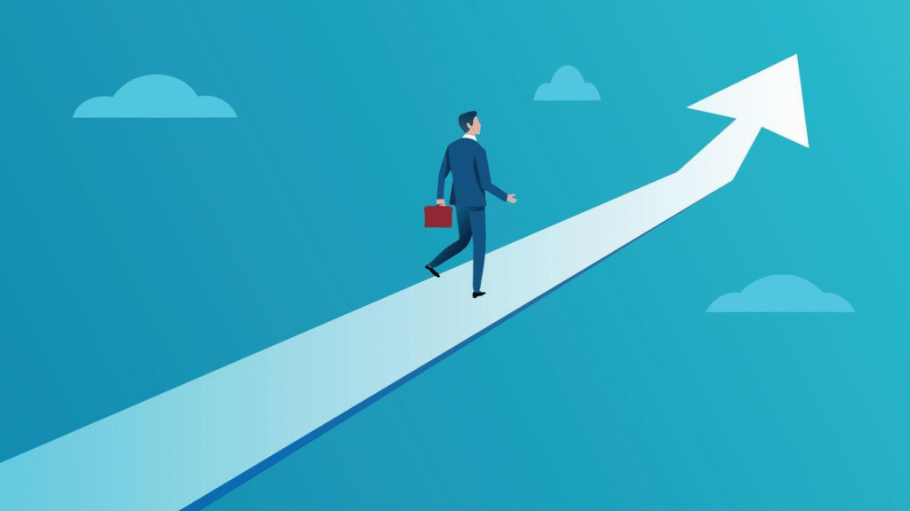 Conceptual image of a path leading toward a bright future for ambitious individuals.
