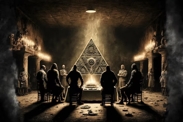 Individuals gather to discuss success strategies and professional growth within the Illuminati Brotherhood.