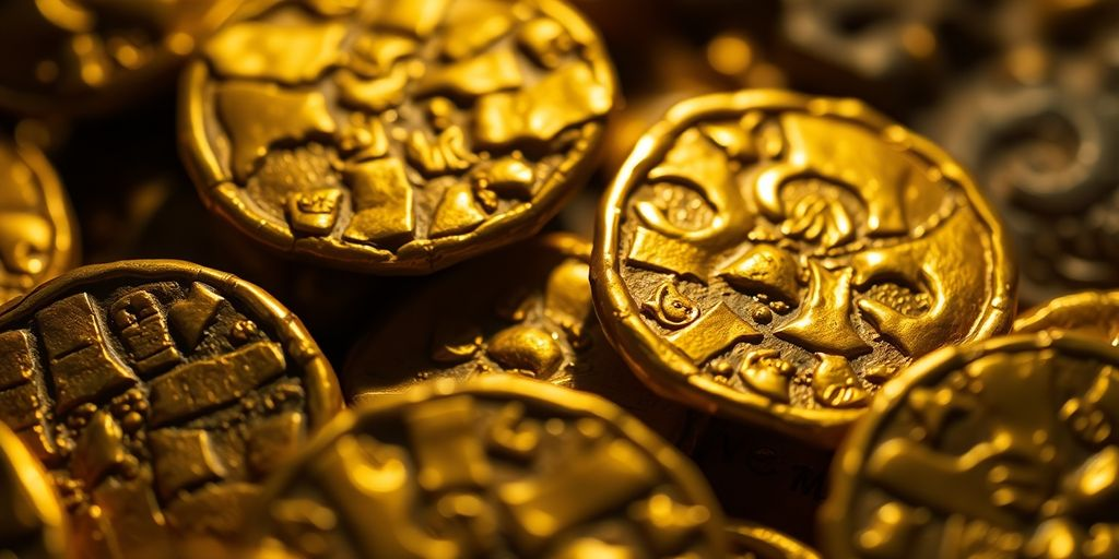 Ancient gold symbols of wealth and high consciousness representing organization values.
